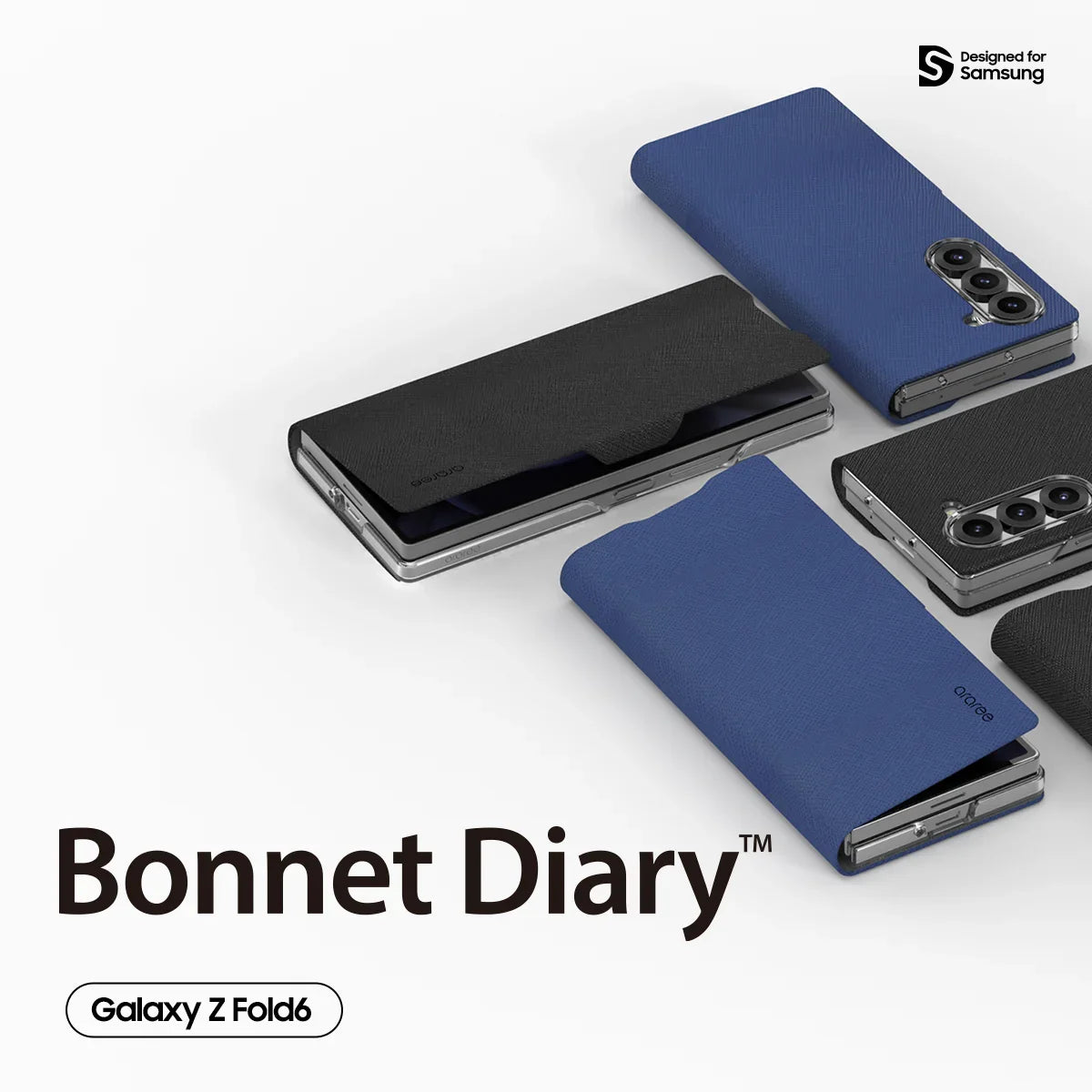 Araree Samsung Z Fold 6 Bonnet Diary Case - Blue - Tashqila Araree Samsung Z Fold 6 Bonnet Diary Case - Blue - Tashqila